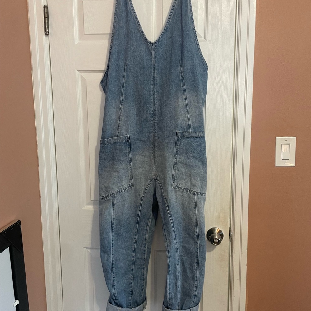 We The Free Light Blue Denim Overalls Jumpsuit - Picture 2 of 5
